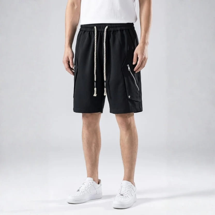 Soriano Utility Drawstring Shorts – Zip Pocket Lightweight Casual Summer Shorts