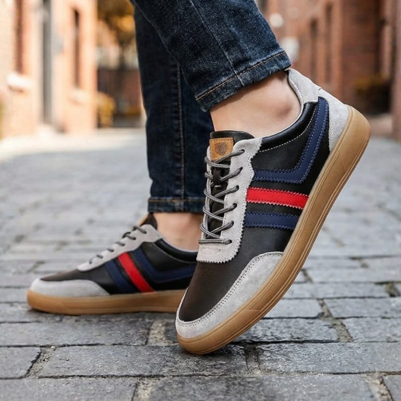 Vittorio Retro Court Trainers – Vintage Casual Everyday Leather & Suede Shoes