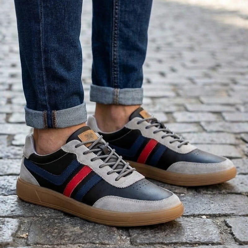 Vittorio Retro Court Trainers – Vintage Casual Everyday Leather & Suede Shoes