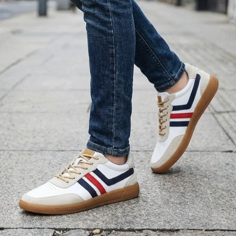 Vittorio Retro Court Trainers – Vintage Casual Everyday Leather & Suede Shoes