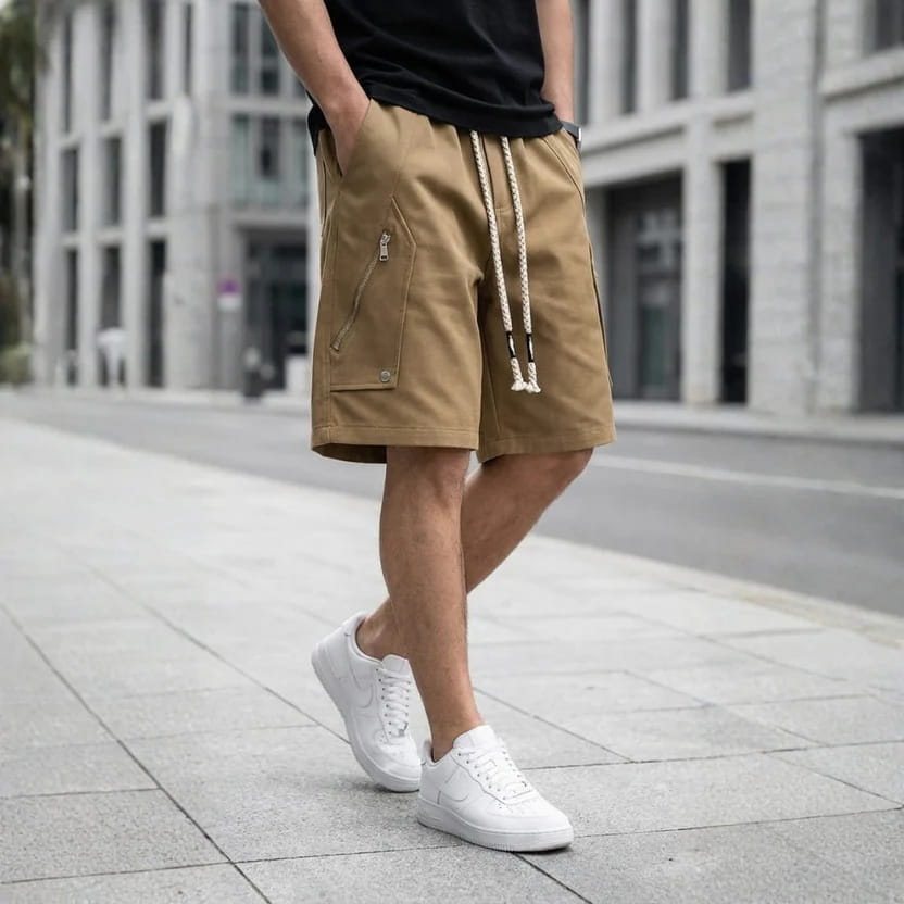 Soriano Utility Drawstring Shorts – Zip Pocket Lightweight Casual Summer Shorts