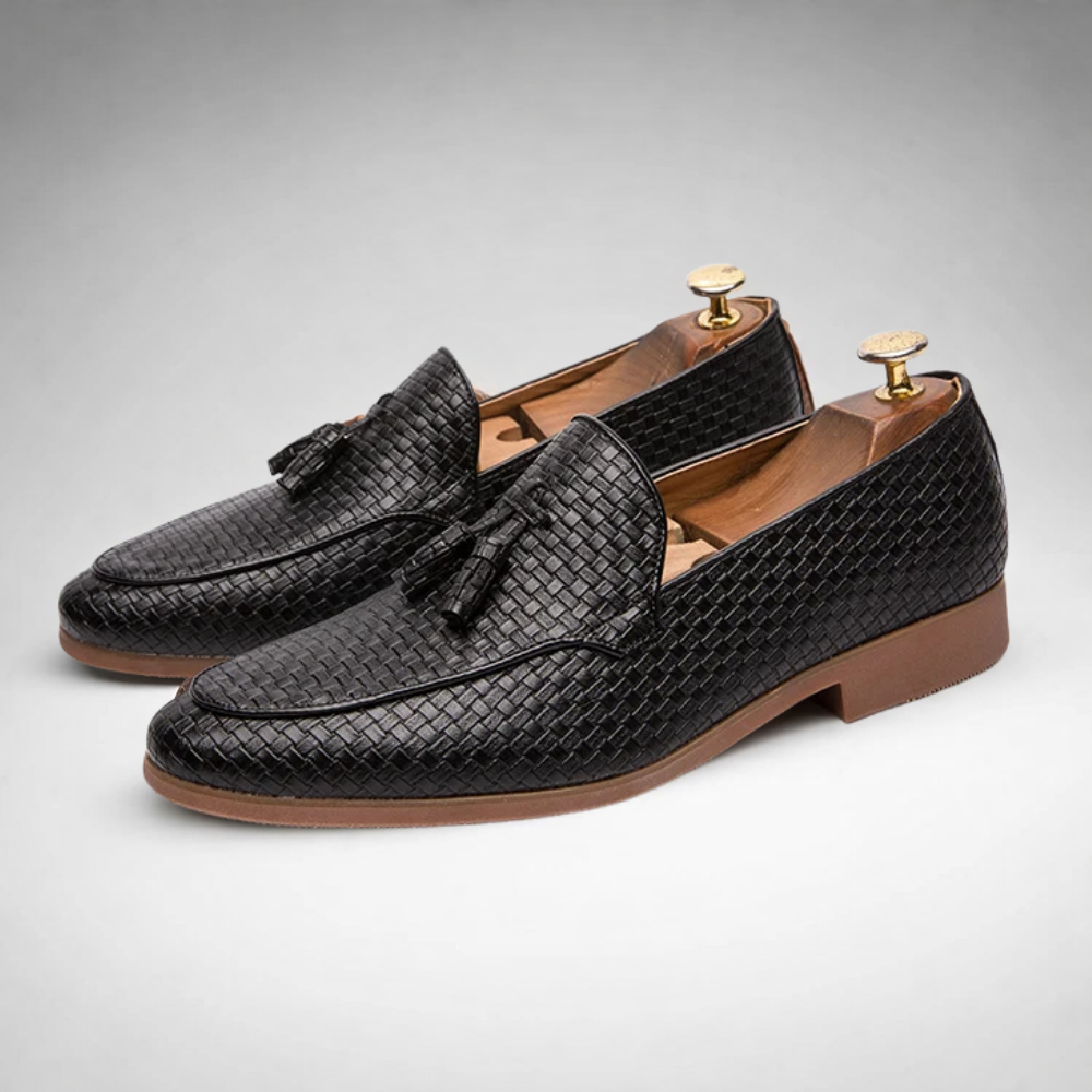 Gregory Leather Woven Tassel Loafers – Smart Casual Dress Shoes