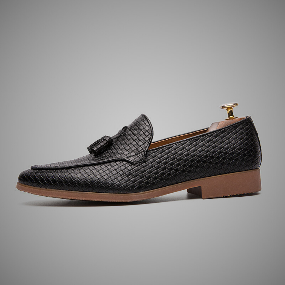 Gregory Leather Woven Tassel Loafers – Smart Casual Dress Shoes