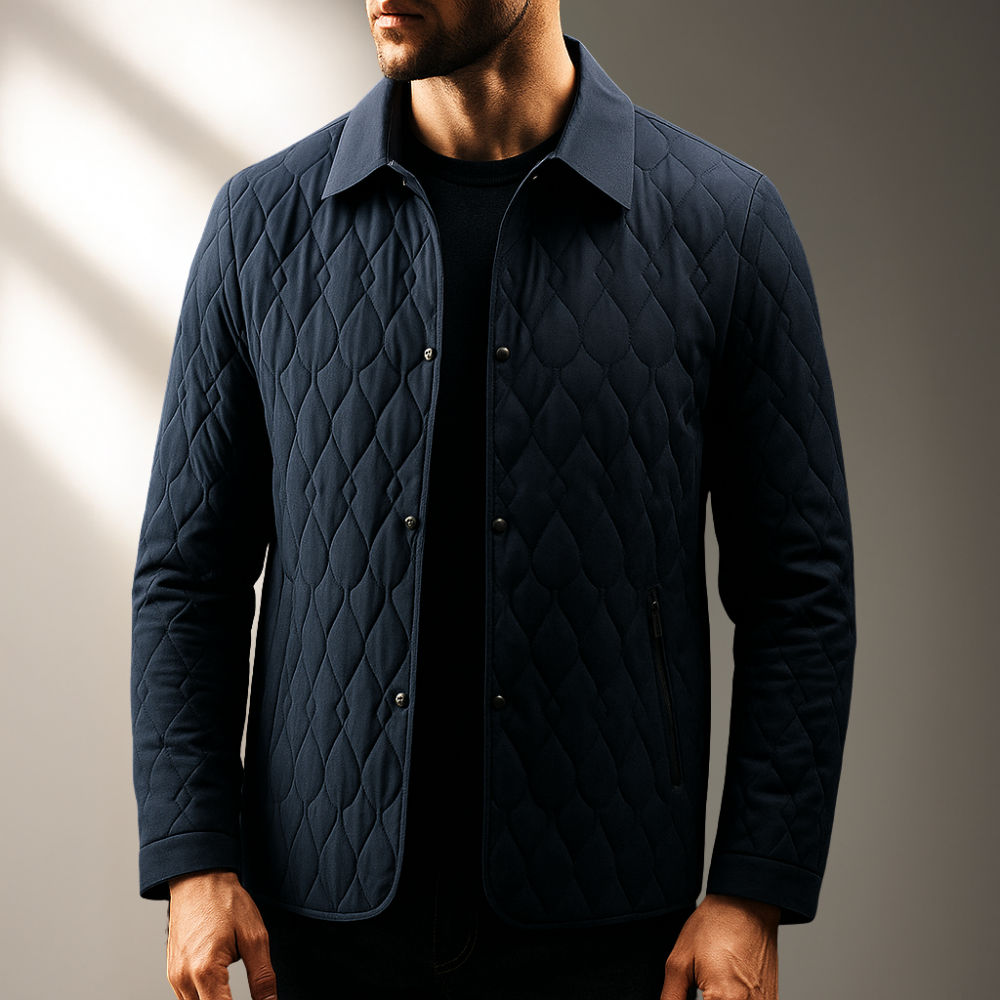 Mikael Men’s Quilted Jacket – Lightweight Outerwear with Plush Lining & Zip Pockets