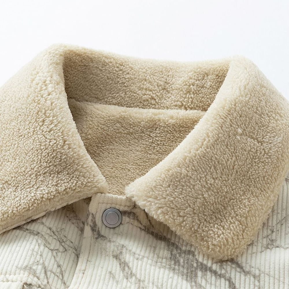 Aljur Men's Corduroy Jacket – Plush Fleece-Lined Cotton Jacket for Men