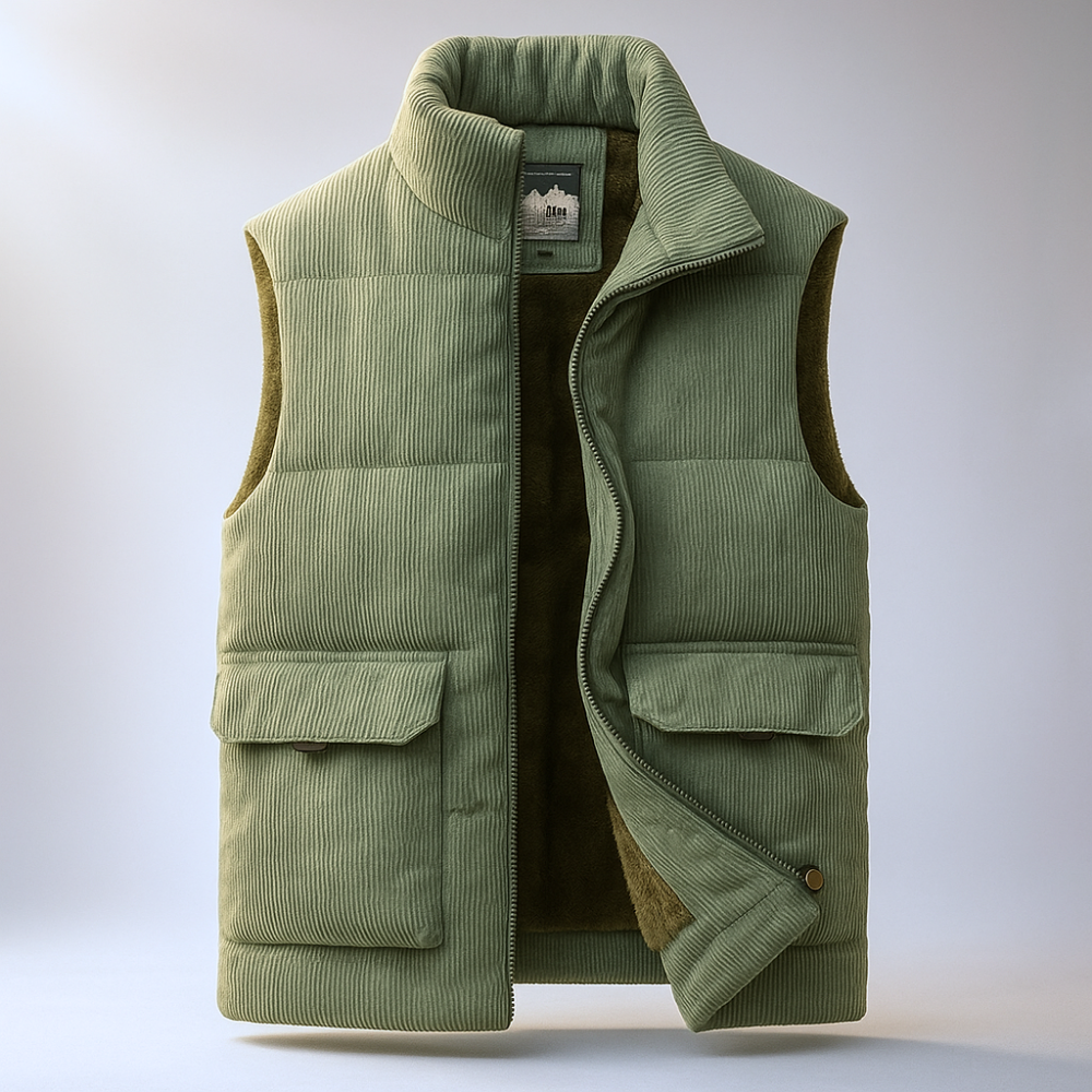 Feliciano Men’s Corduroy Vest – Plush Fleece-Lined Vest