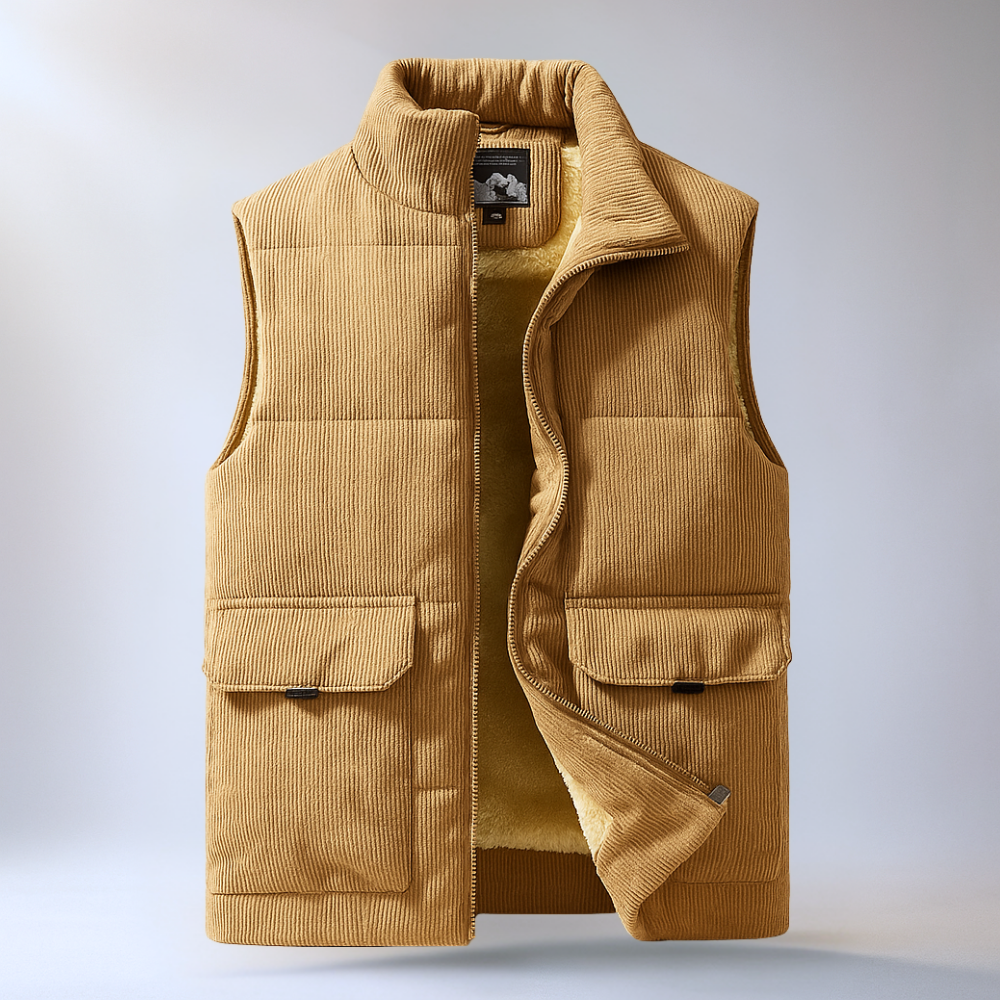 Feliciano Men’s Corduroy Vest – Plush Fleece-Lined Vest