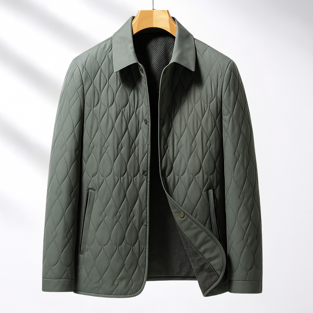 Mikael Men’s Quilted Jacket – Lightweight Outerwear with Plush Lining & Zip Pockets
