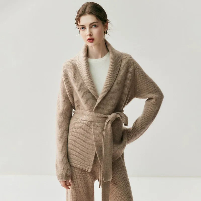 Monetelle Women’s Ribbed Knit Cardigan – Soft Waist-Belted Cardigan