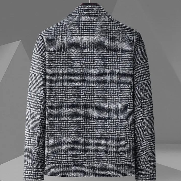 Luciano Men’s Plaid Short Coat – Structured Wool Blend with Modern Fit