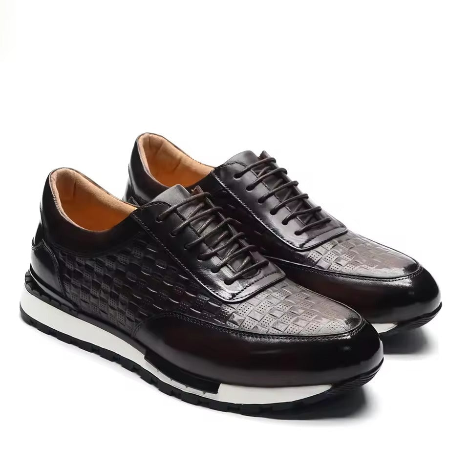 Raphael Men's Trainers – Croc-Embossed Detail Oxford Shoes