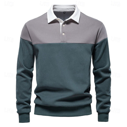 Patrick Men’s Polo Sweater – Cotton Knit Pullover with Colourblock Design