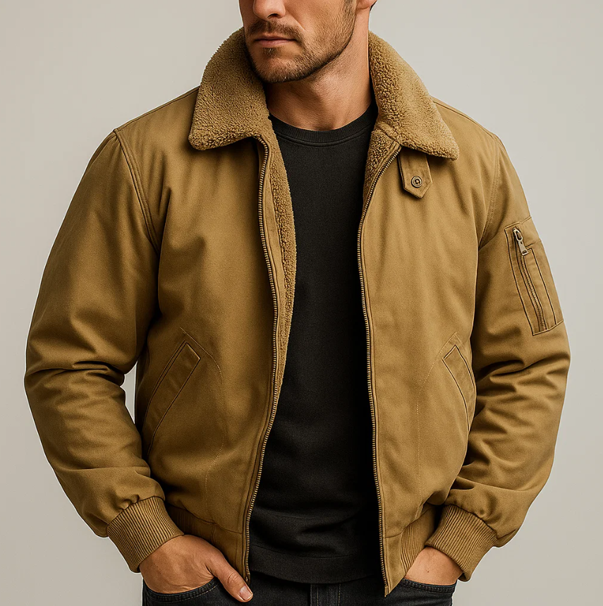Emilio Men’s Bomber Jacket – Soft Fleece Lined Casual Winter Coat