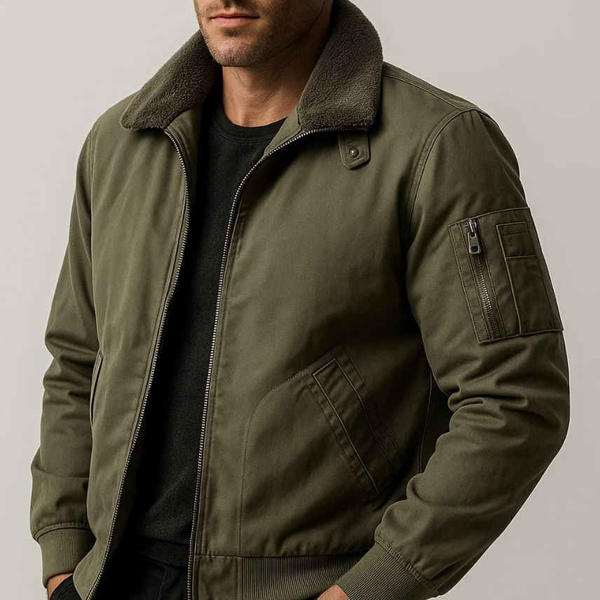 Emilio Men’s Bomber Jacket – Soft Fleece Lined Casual Winter Coat