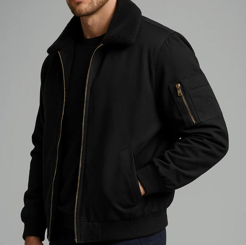 Emilio Men’s Bomber Jacket – Soft Fleece Lined Casual Winter Coat