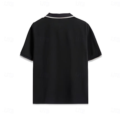 Soren Men’s V-Neck Polo Shirt – Colour-Block Design with Stripe Trim