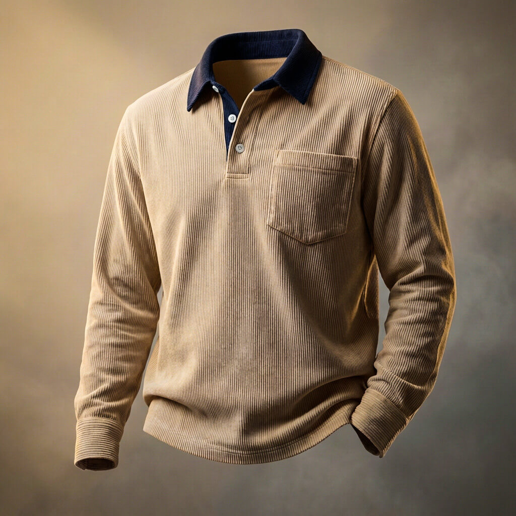 Liam Men’s Corduroy Long-Sleeve Polo