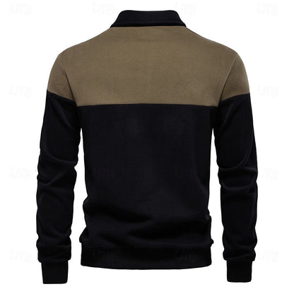 Patrick Men’s Polo Sweater – Cotton Knit Pullover with Colourblock Design