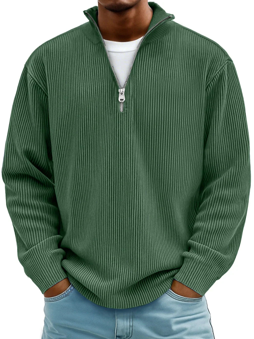 Riccardo Men’s Half-Zip Sweater – Ribbed Knit & Relaxed Fit
