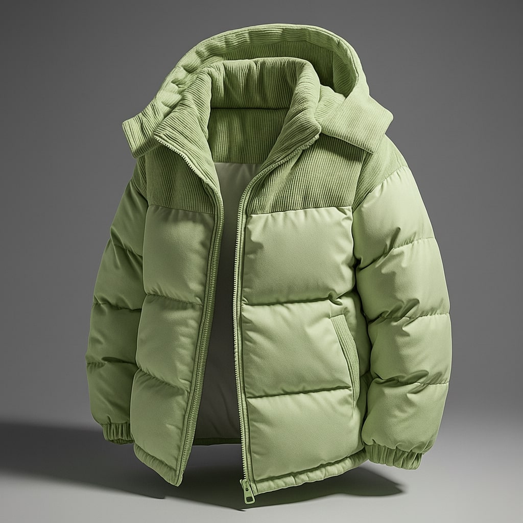 Matteo Men’s Padded Hooded Jacket – Quilted Shell with Corduroy Trim
