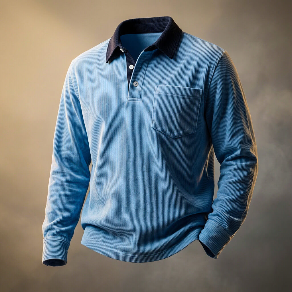 Liam Men’s Corduroy Long-Sleeve Polo