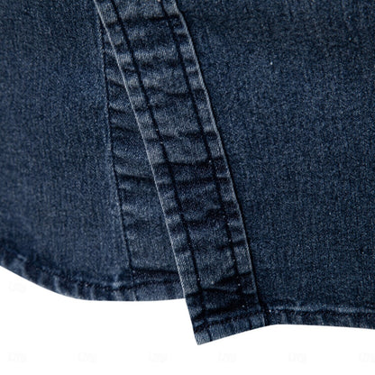 Rowan Men’s Long Sleeve Denim Shirt – Classic Button-Down with Chest Pocket