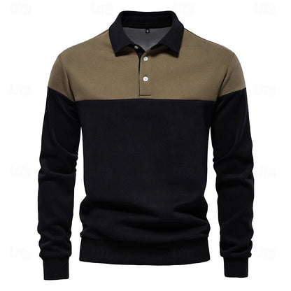 Patrick Men’s Polo Sweater – Cotton Knit Pullover with Colourblock Design