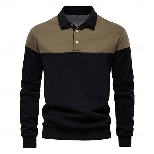 Patrick Men’s Polo Sweater – Cotton Knit Pullover with Colourblock Design