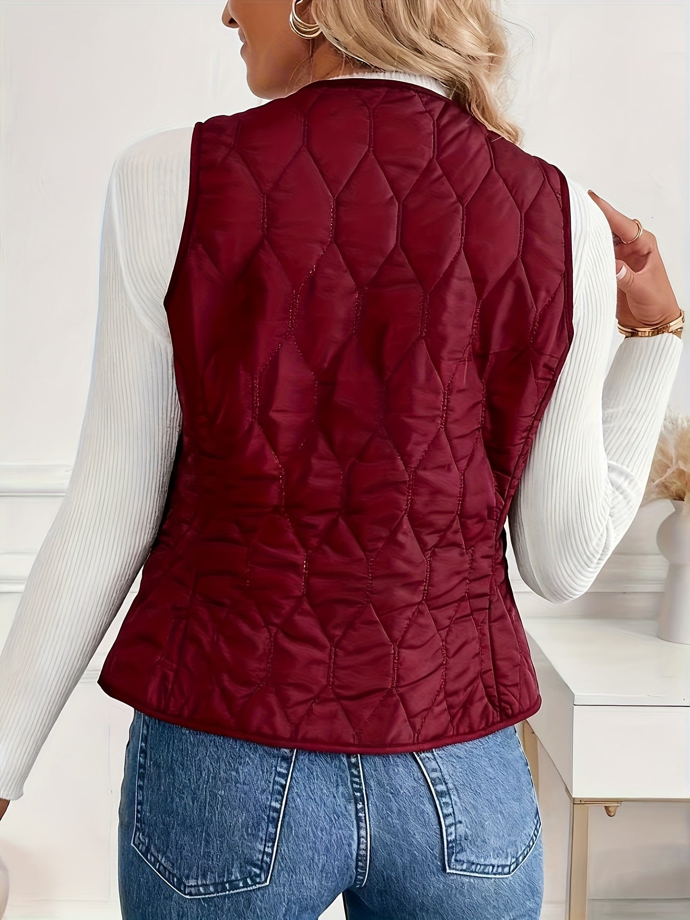 Briana Women’s Quilted Vest – Lightweight Sherpa-Lined Winter Jacket