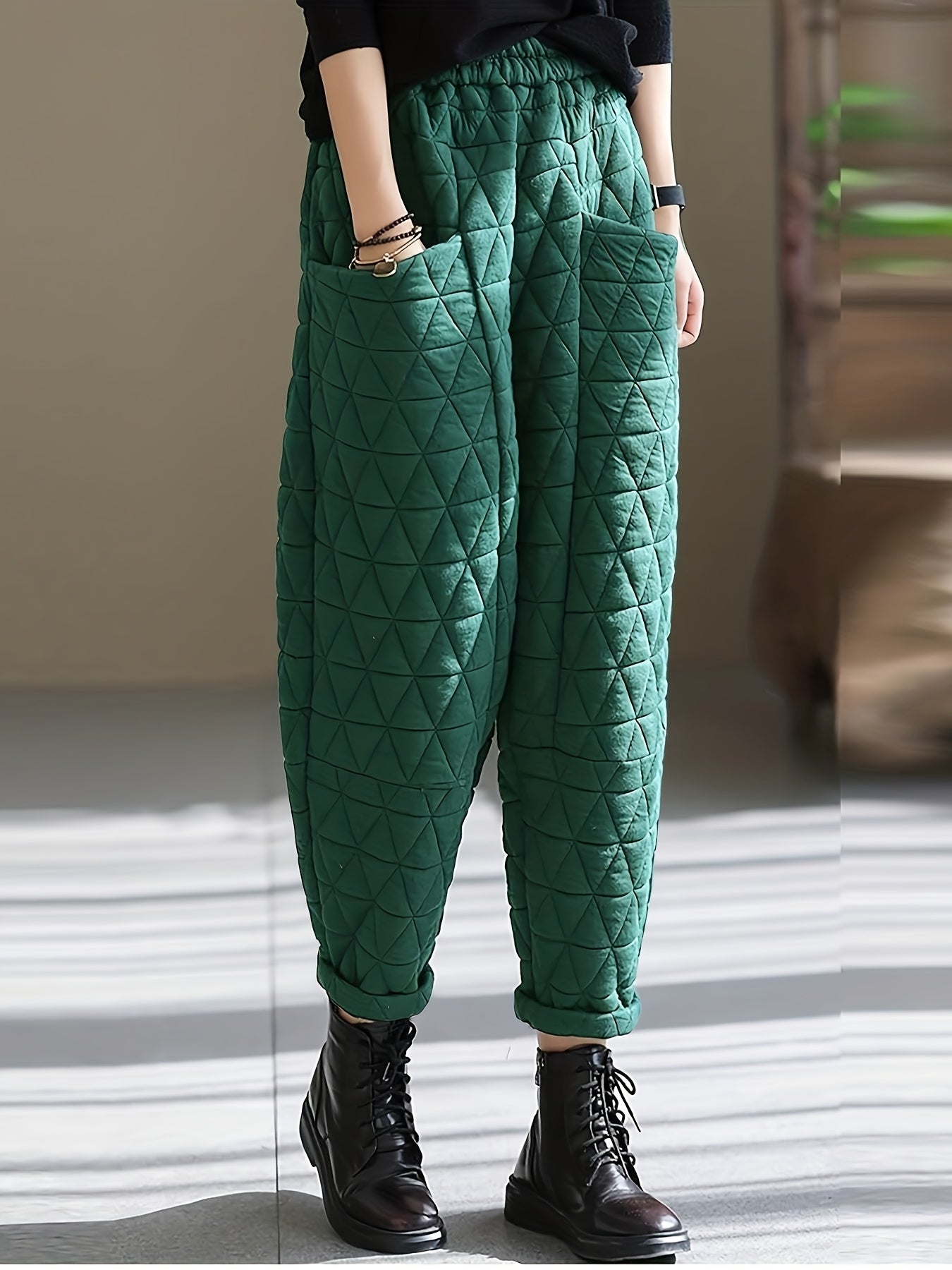 Daisy Women’s Quilted Thermal Pants – Cotton Blend with Tapered Fit
