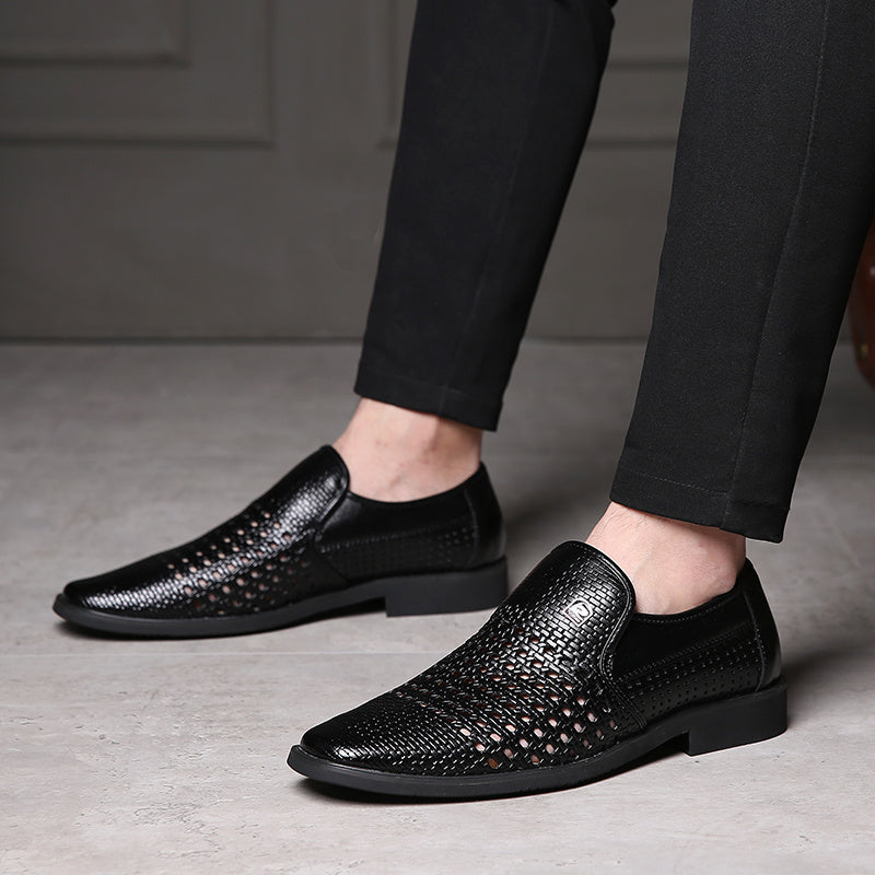 Carlo Men’s Leather Loafers – Breathable Woven Calfskin with Flexible Sole