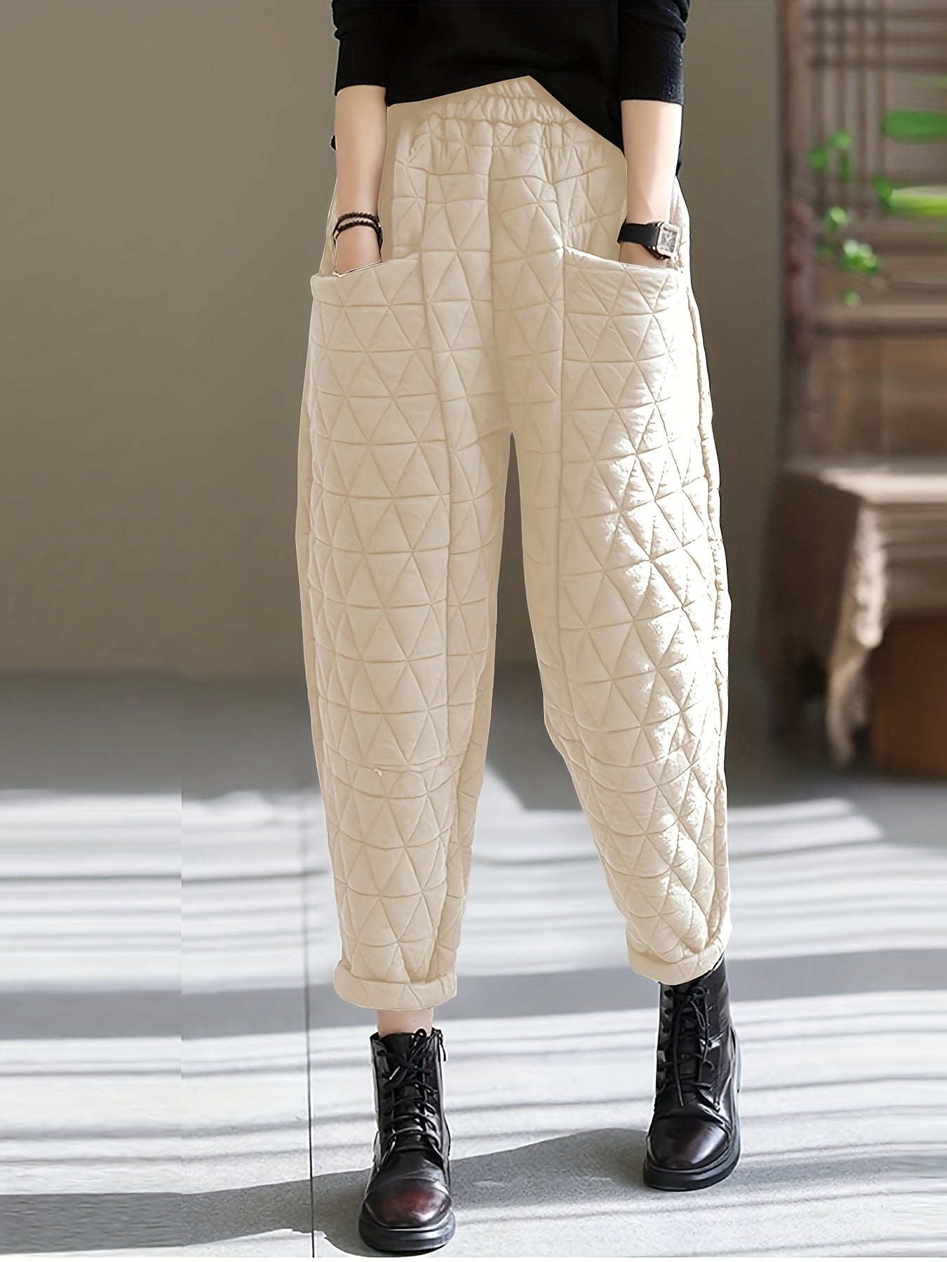 Daisy Women’s Quilted Thermal Pants – Cotton Blend with Tapered Fit
