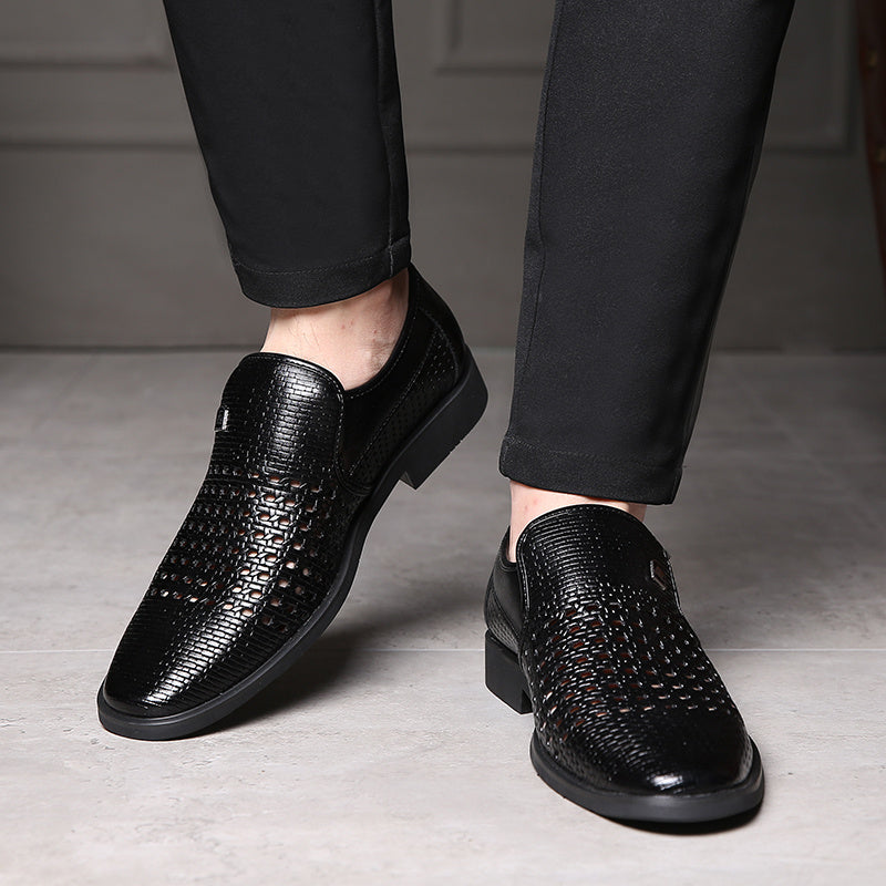 Carlo Men’s Leather Loafers – Breathable Woven Calfskin with Flexible Sole