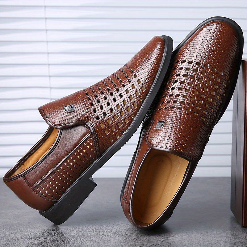 Carlo Men’s Leather Loafers – Breathable Woven Calfskin with Flexible Sole