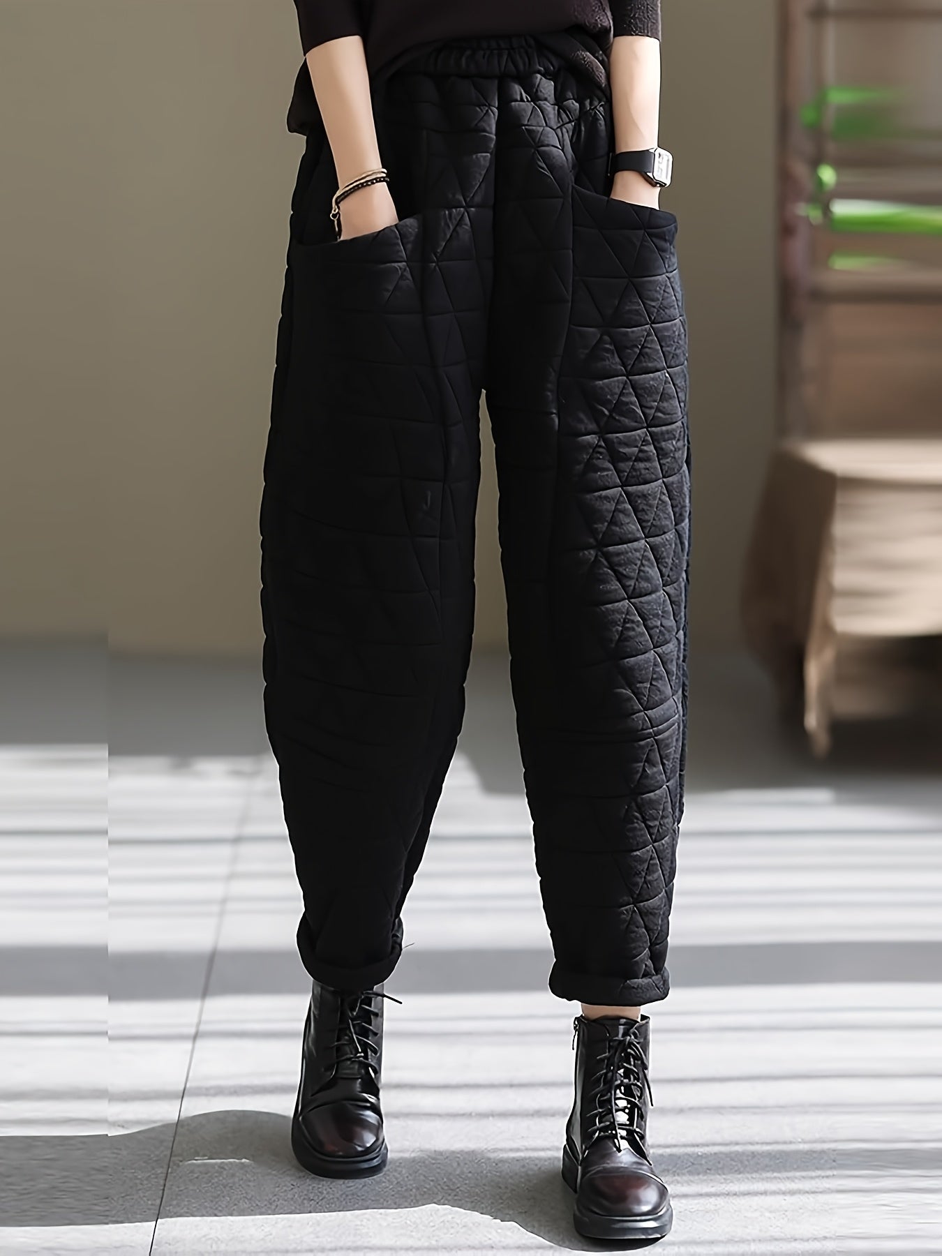 Daisy Women’s Quilted Thermal Pants – Cotton Blend with Tapered Fit