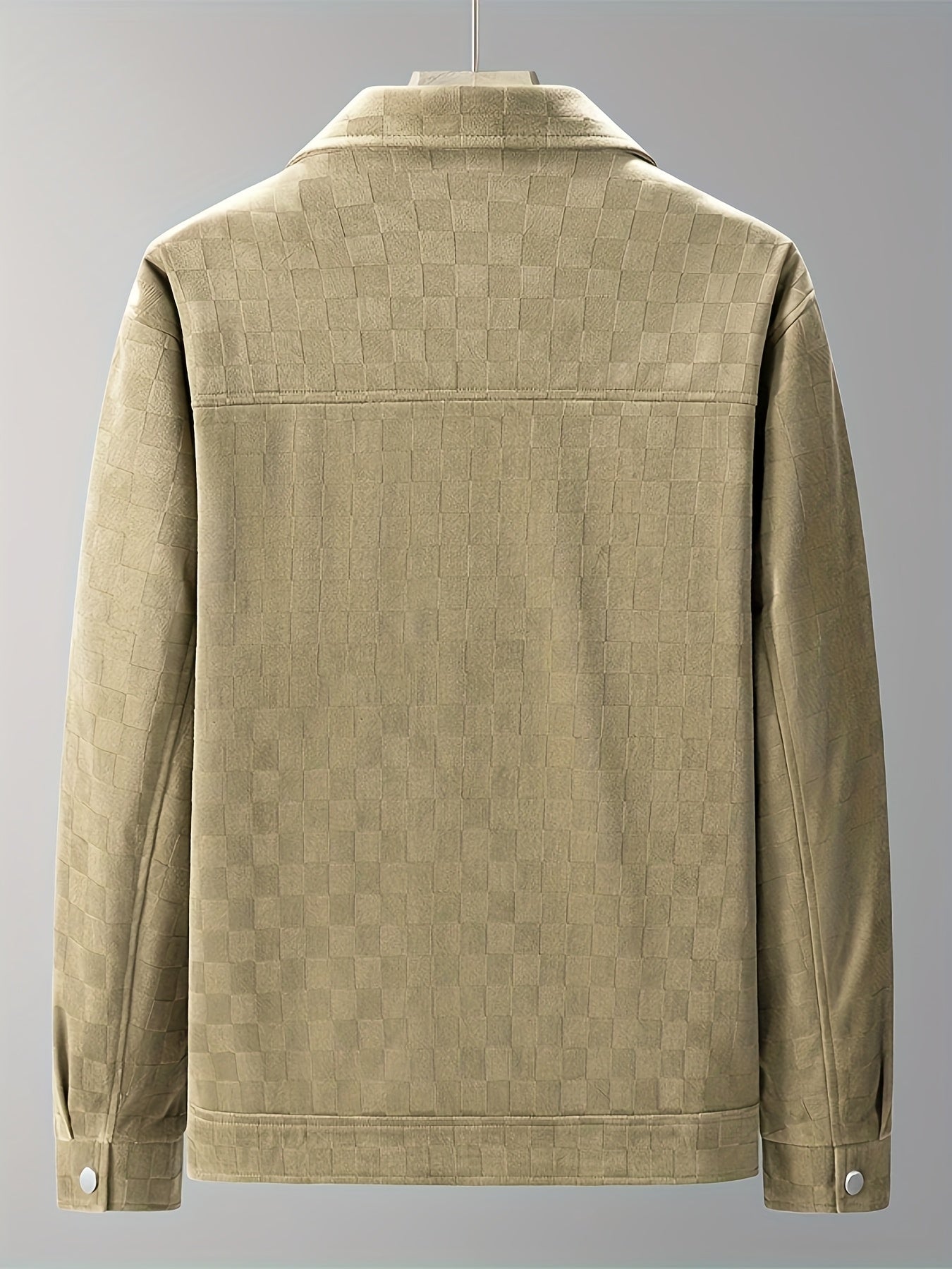Lorenzo Men’s Suede Jacket – Checkered Texture with Satin Lining