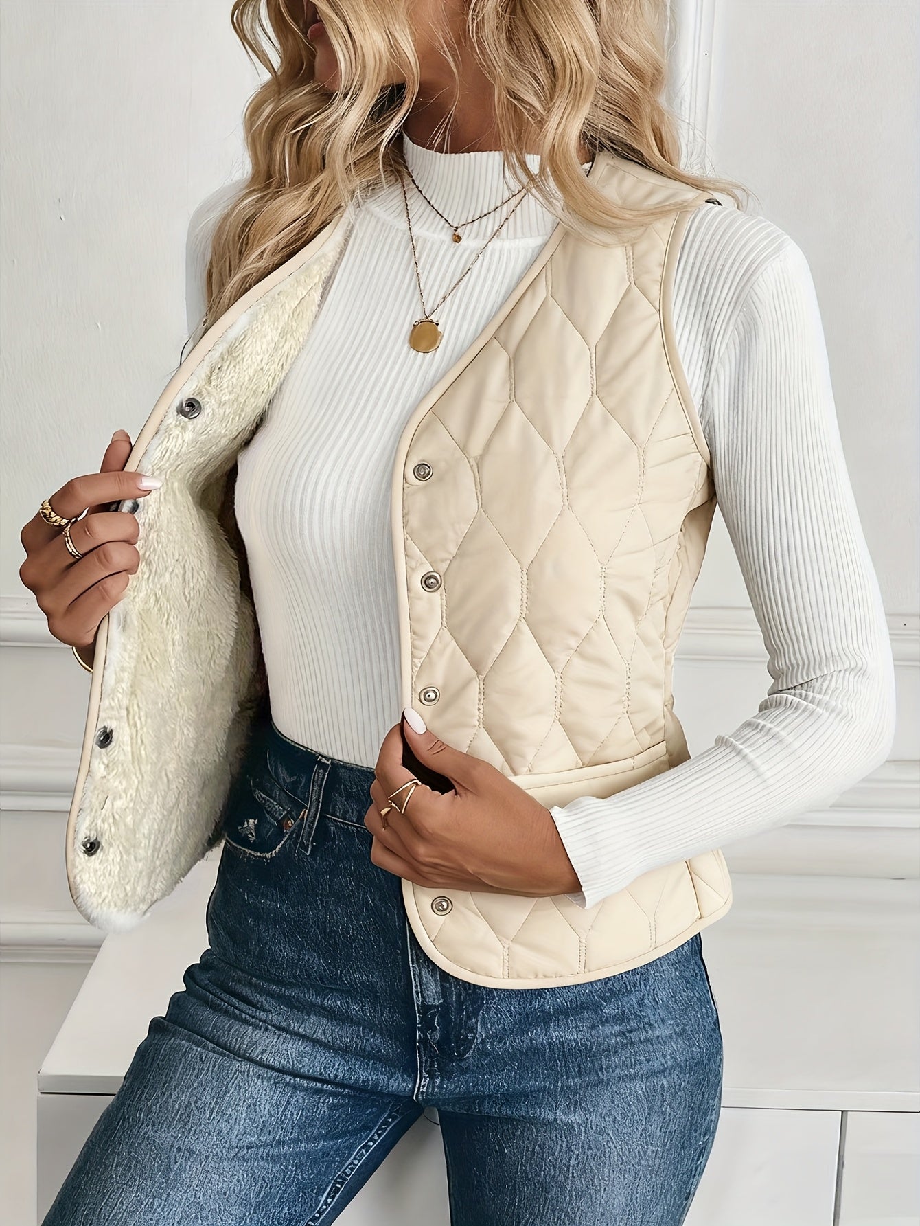 Briana Women’s Quilted Vest – Lightweight Sherpa-Lined Winter Jacket