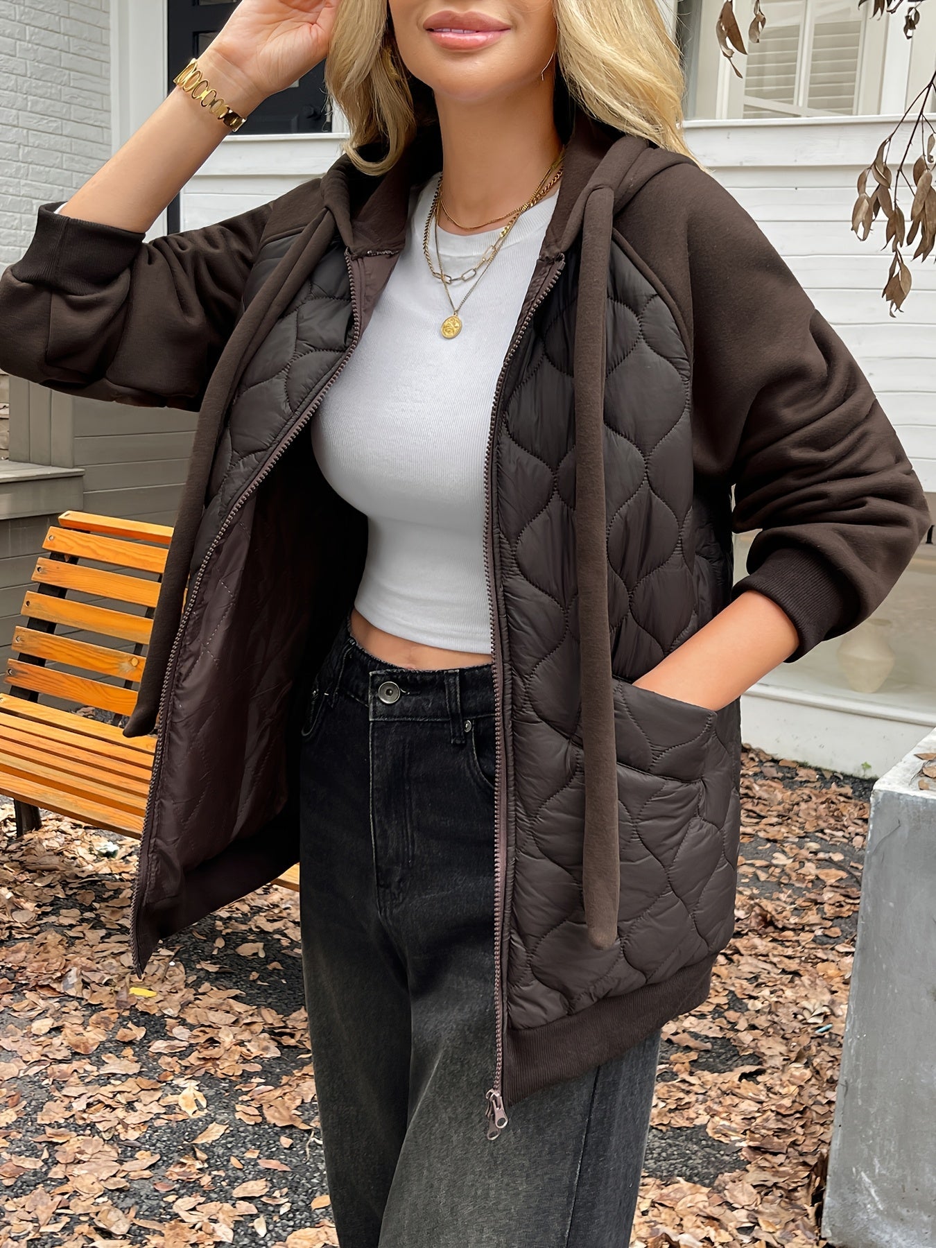 Colette Women’s Quilted Hoodie Jacket – Fleece-Lined Oversized Winter Coat