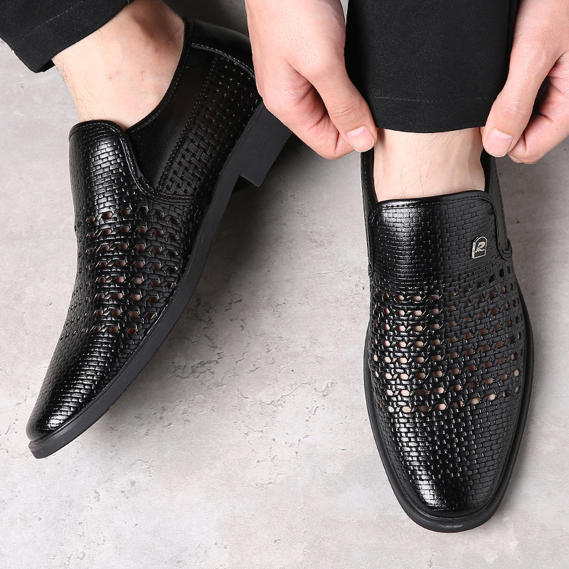 Carlo Men’s Leather Loafers – Breathable Woven Calfskin with Flexible Sole