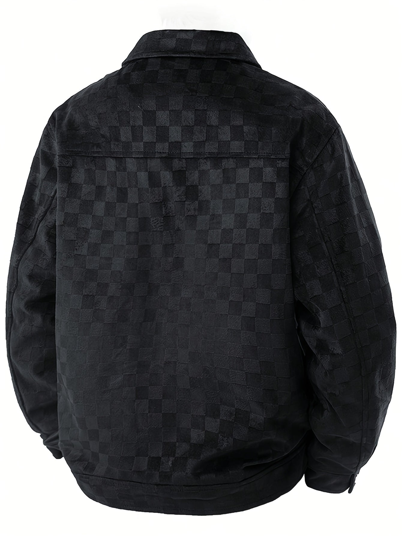 Lorenzo Men’s Suede Jacket – Checkered Texture with Satin Lining