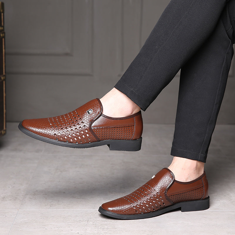 Carlo Men’s Leather Loafers – Breathable Woven Calfskin with Flexible Sole