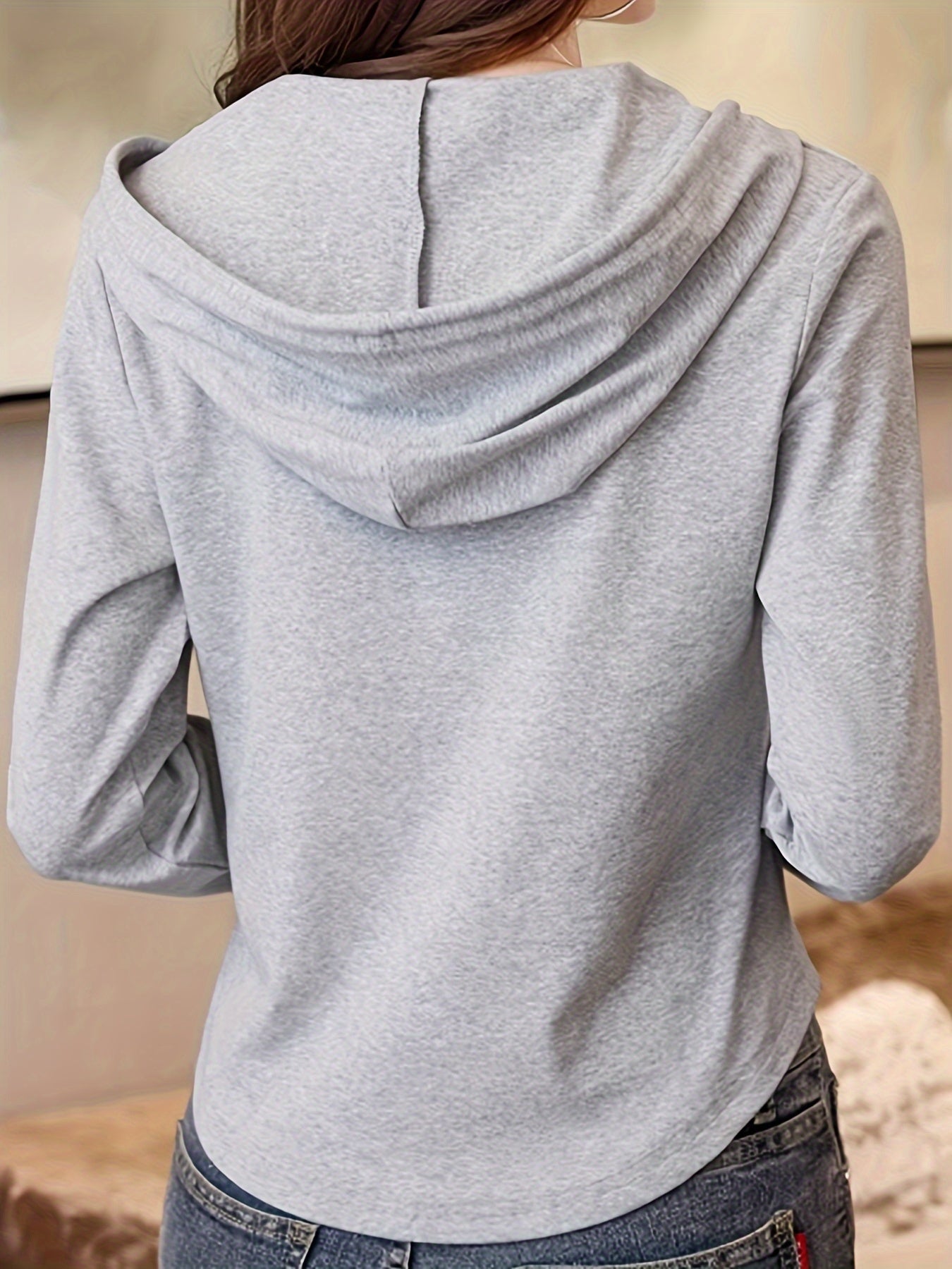 Cassie Women's Henley Hoodie – Soft Cotton-Blend Slim Fit Pullover