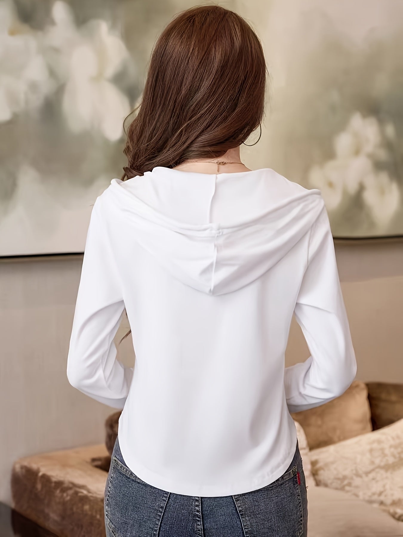 Cassie Women's Henley Hoodie – Soft Cotton-Blend Slim Fit Pullover