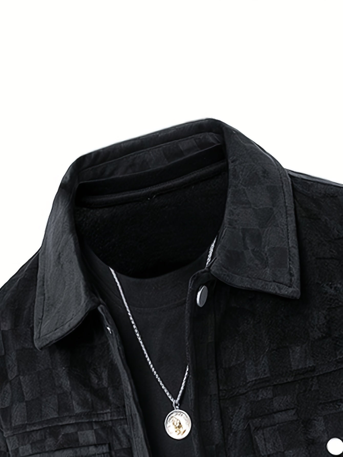 Lorenzo Men’s Suede Jacket – Checkered Texture with Satin Lining