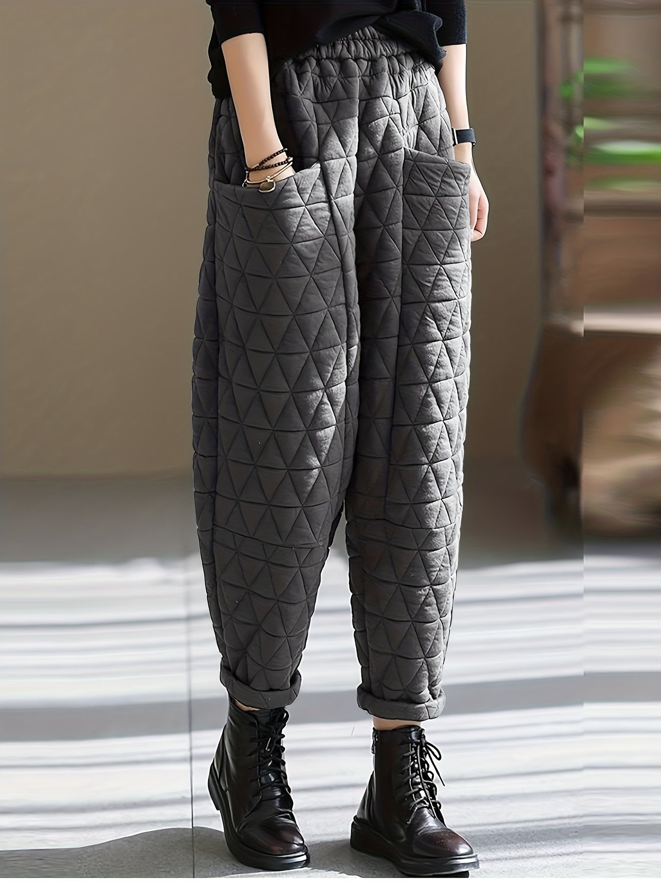 Daisy Women’s Quilted Thermal Pants – Cotton Blend with Tapered Fit