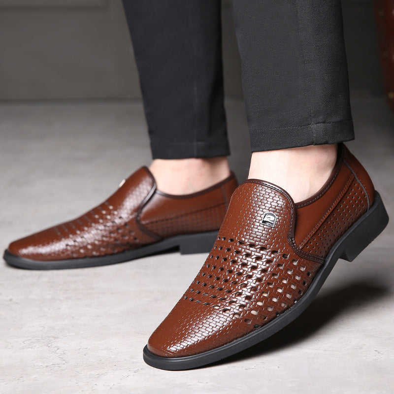 Carlo Men’s Leather Loafers – Breathable Woven Calfskin with Flexible Sole