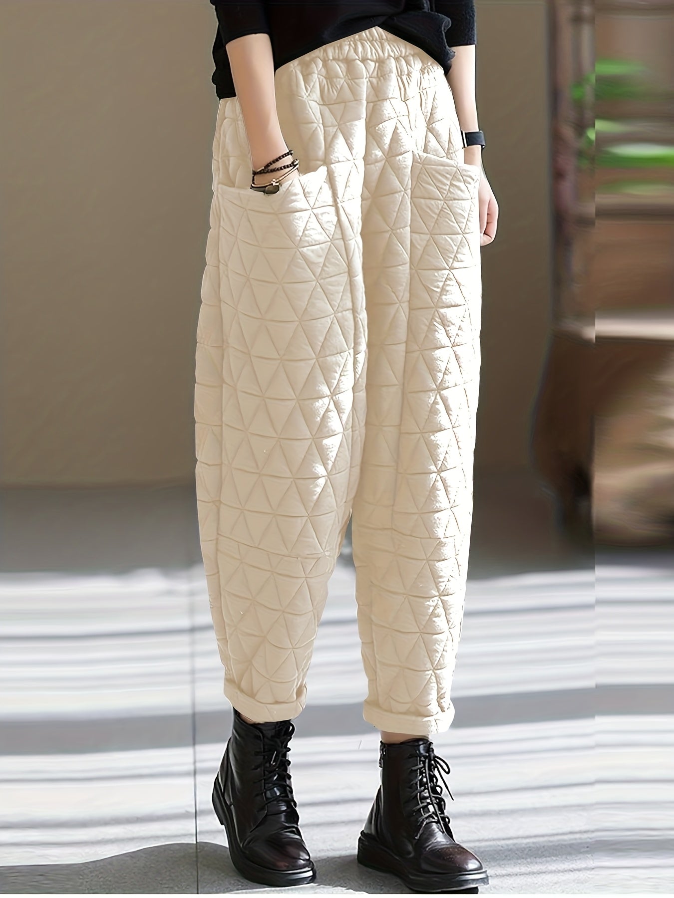 Daisy Women’s Quilted Thermal Pants – Cotton Blend with Tapered Fit
