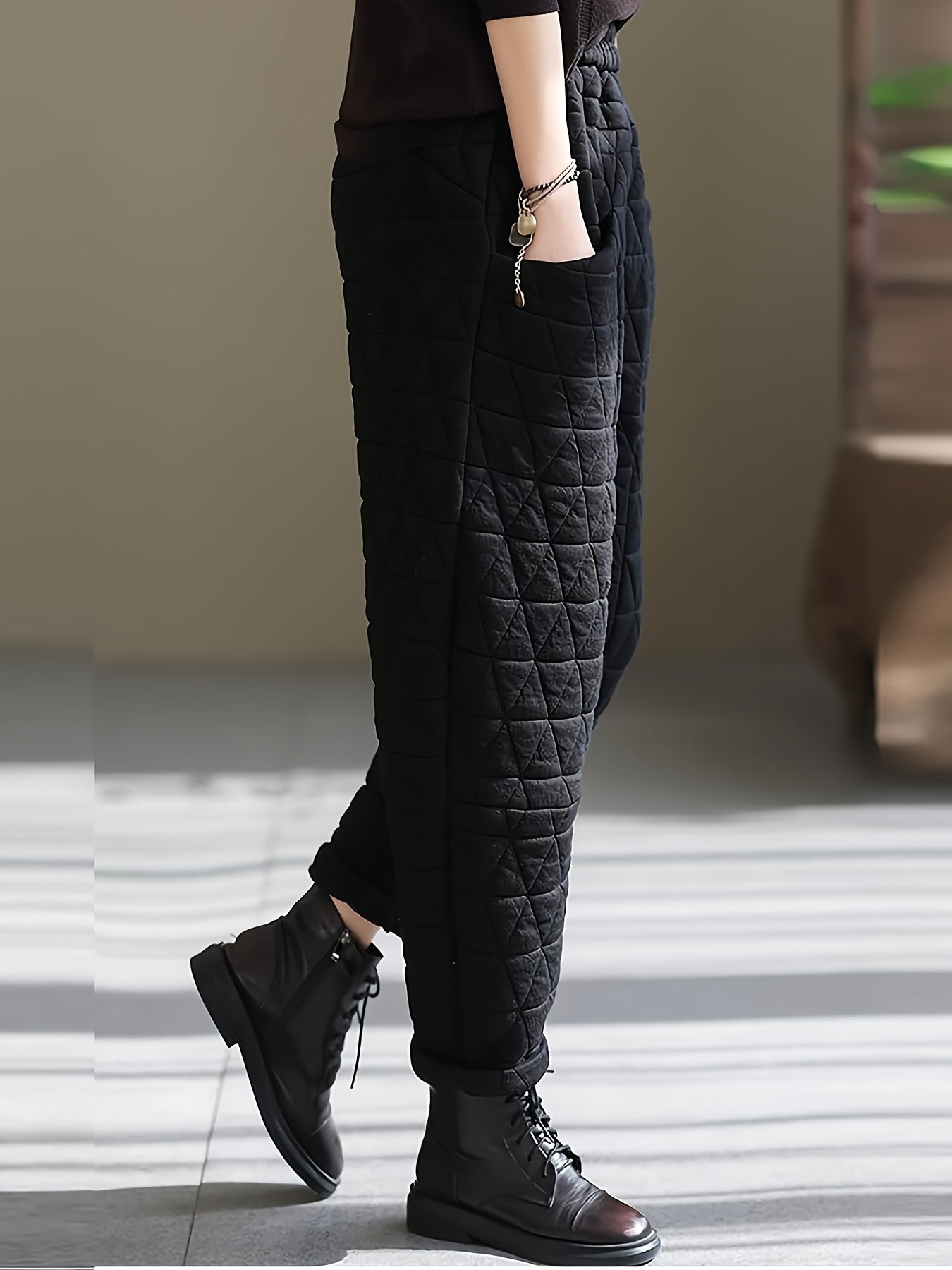Daisy Women’s Quilted Thermal Pants – Cotton Blend with Tapered Fit