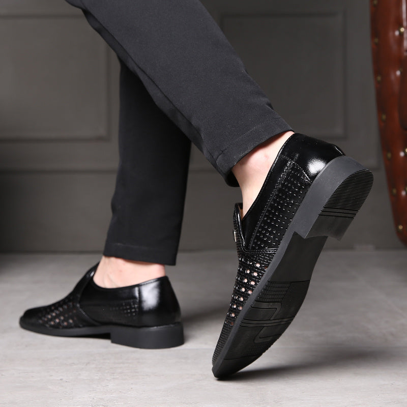 Carlo Men’s Leather Loafers – Breathable Woven Calfskin with Flexible Sole