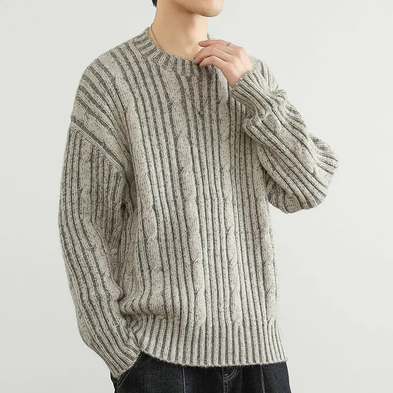 Gregorio Men’s Knit Sweater – Wool Blend Relaxed Fit Pullover